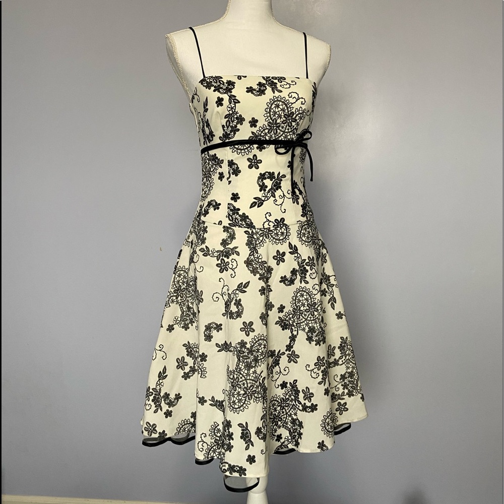 Vintage 90s Black White Juniors Party Prom Dress - Picture 4 of 9